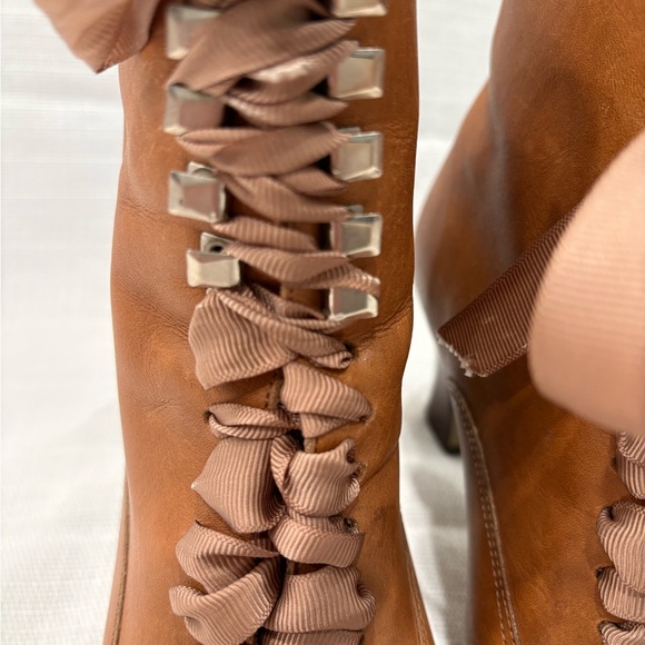 Rare vintage 80s Euro Club Granny Style Lace Up Boots Size 6-6.5 Leather - Picture 4 of 7